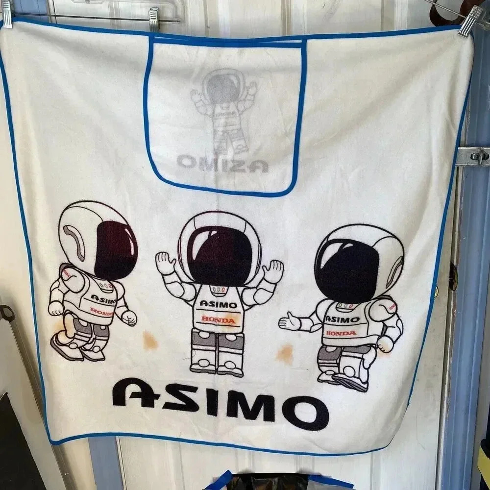 VTG Asimo Honda Flannel Baby Blanket Towel/ Bedding Japan Brand 34x34 White Blue